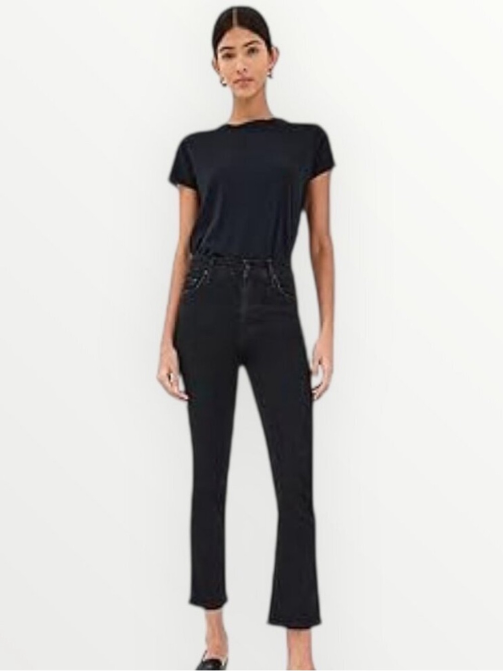 MOTHER insider crop not guilty kick flare jeans black denim size 26